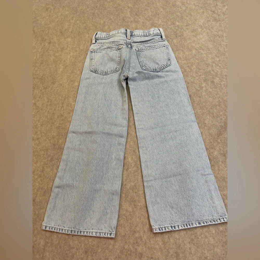 Old Navy High Rise Baggy Wide Leg Light Wash Blue Denim Jeans Girls size 8